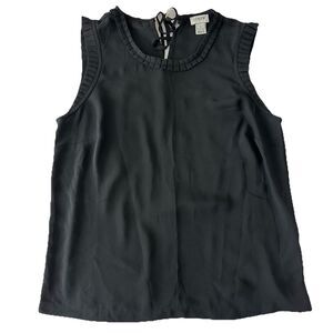 J. Crew Ruffle Trim Black Sleeveless Tie-back Top Women's 6 Work Wear Business